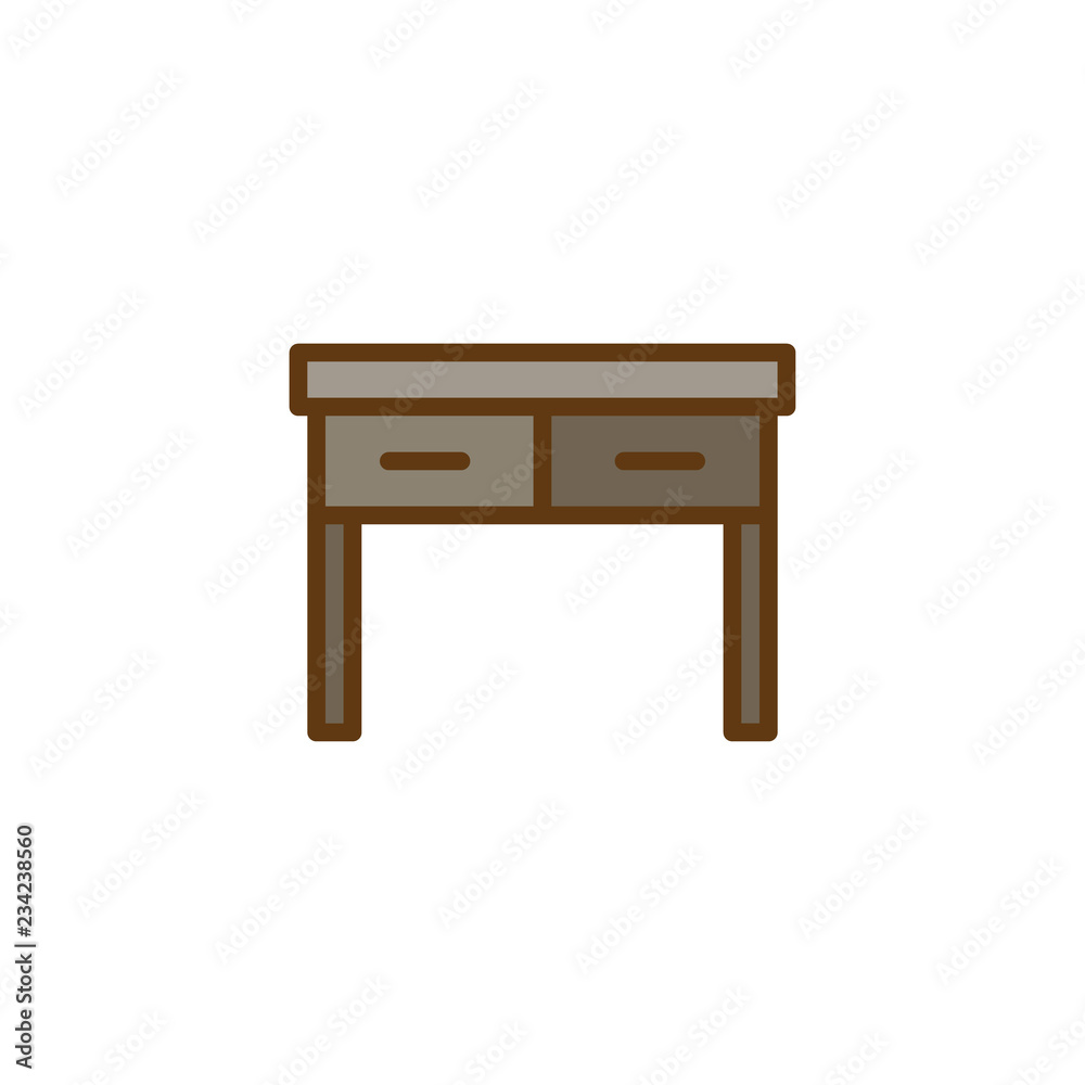 Desk with two drawers filled outline icon, line vector sign, linear colorful pictogram isolated on white. Office Table symbol, logo illustration. Pixel perfect vector graphics Desk with two drawers filled outline icon, line vector sign, linear colorful pictogram isolated on white. Office Table symbol, logo illustration. Pixel perfect vector graphics