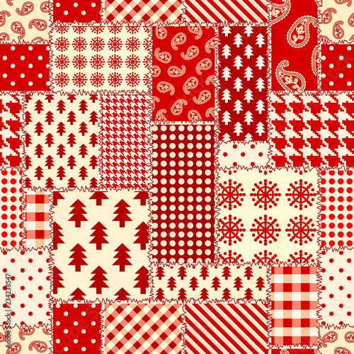 Patchwork textile pattern. Seamless quilting design background.