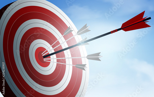 red arrows darts in target. business success goal. creative idea. illustration vector