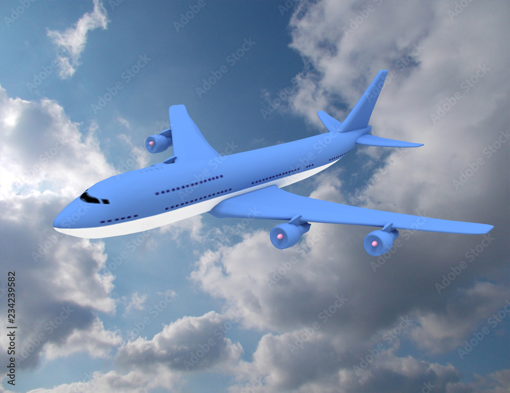 Obraz premium Airplane in the sky - Passenger Airliner . 3d rendered illustration
