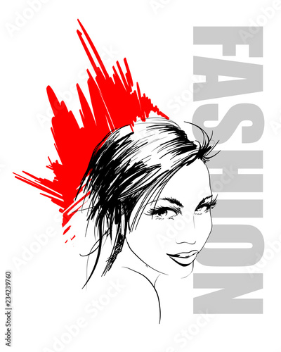 Beautiful Women face. Fashion Girls Illustration. Young woman face