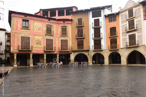 Main square of the town of Graus, Huesca, Aragón, Spain. photo