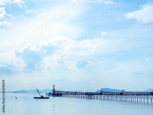 Industrial jetty at Port in the sea