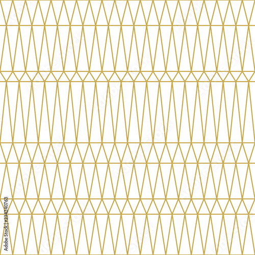 Stylish linear seamless vector pattern with triangles in gold