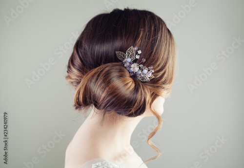 Beautiful bridal hairstyle. Updo hair with hairdeco