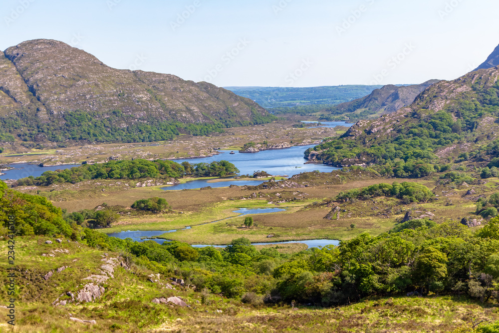 Spectacular viewpoint of the lakes of Kerry, of the Kilarney National Park
