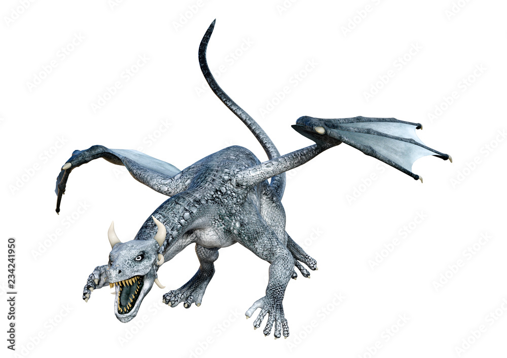 Fototapeta premium 3D Rendering Fairy Tale Dragon on White