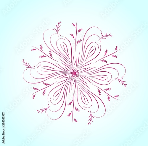 Purple snowflake on blue background