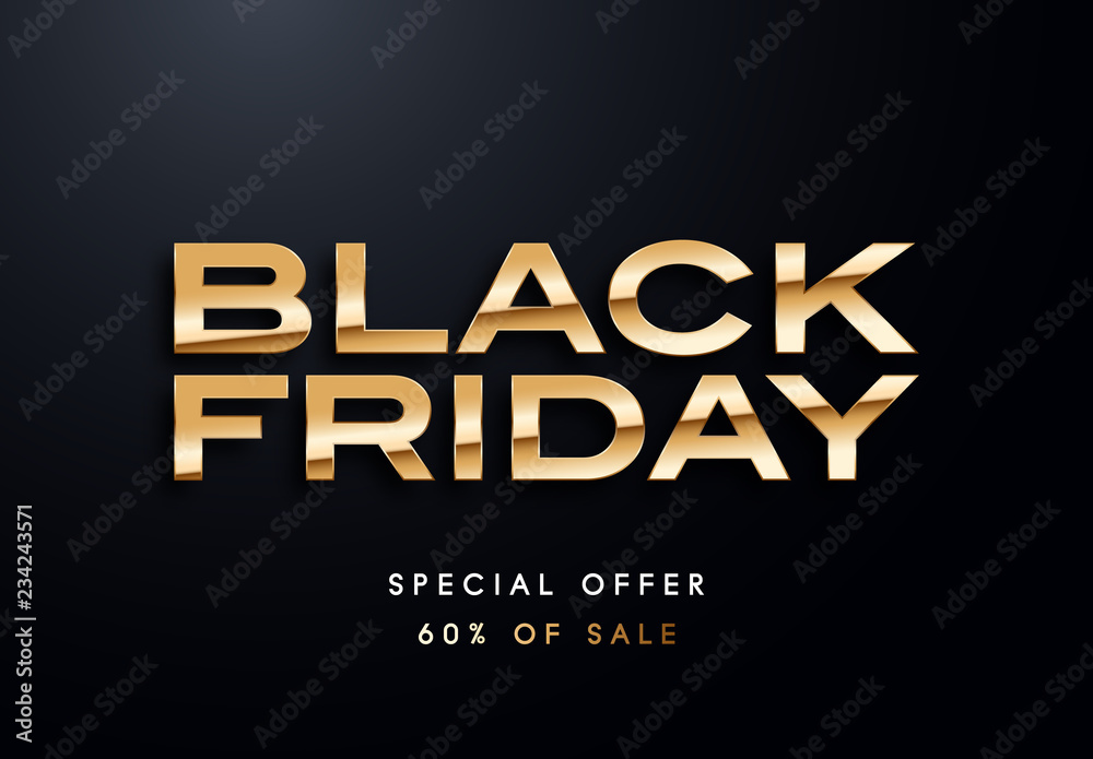 Black Friday golden vector illustration