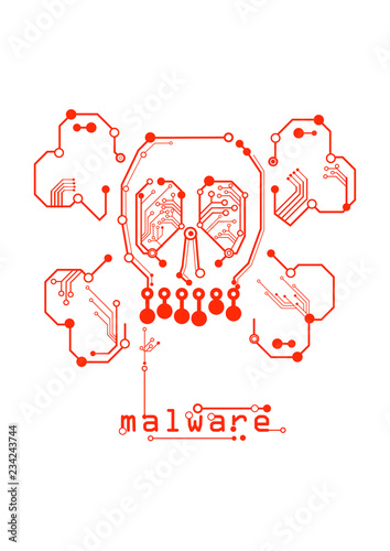 malware circuit board with skull photo