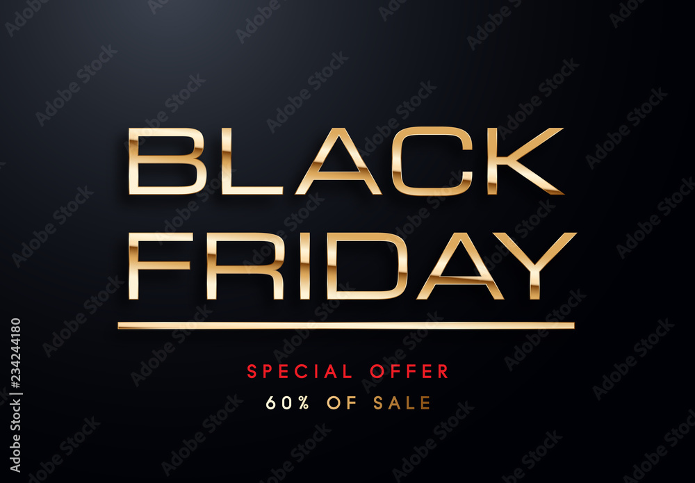 Black Friday golden vector illustration