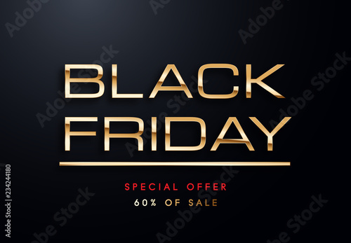 Obraz na płótnie Black Friday golden vector illustration w salonie