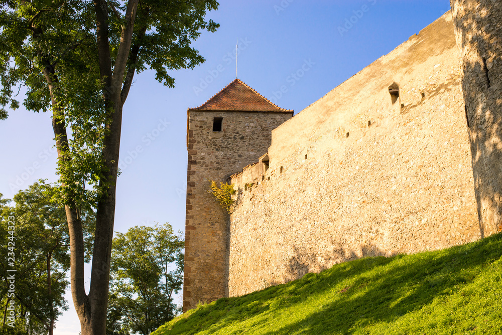 The walls of the castle Veveri near the city of Brno, Czech republic