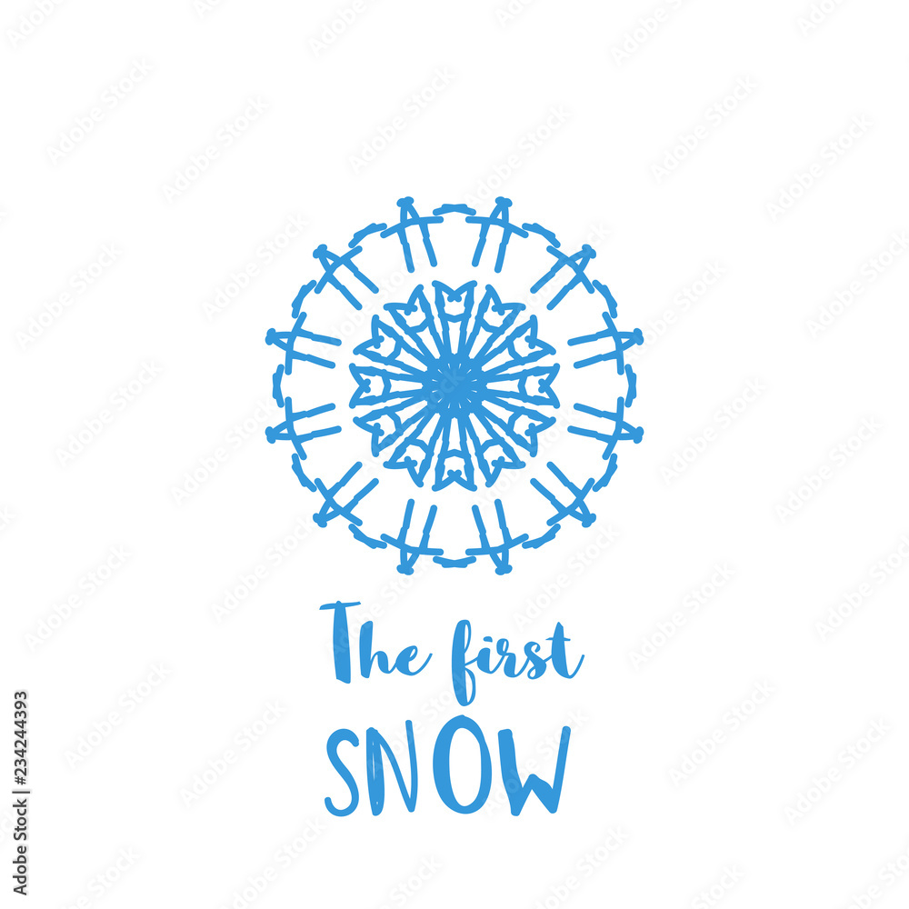 Winter greeting card with blue geometric ornament Winter greeting card with blue geometric ornament