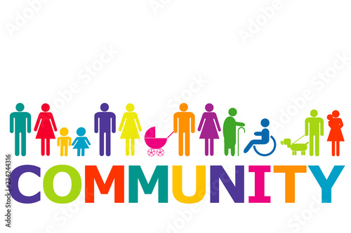 Community concept with colored people pictograms
