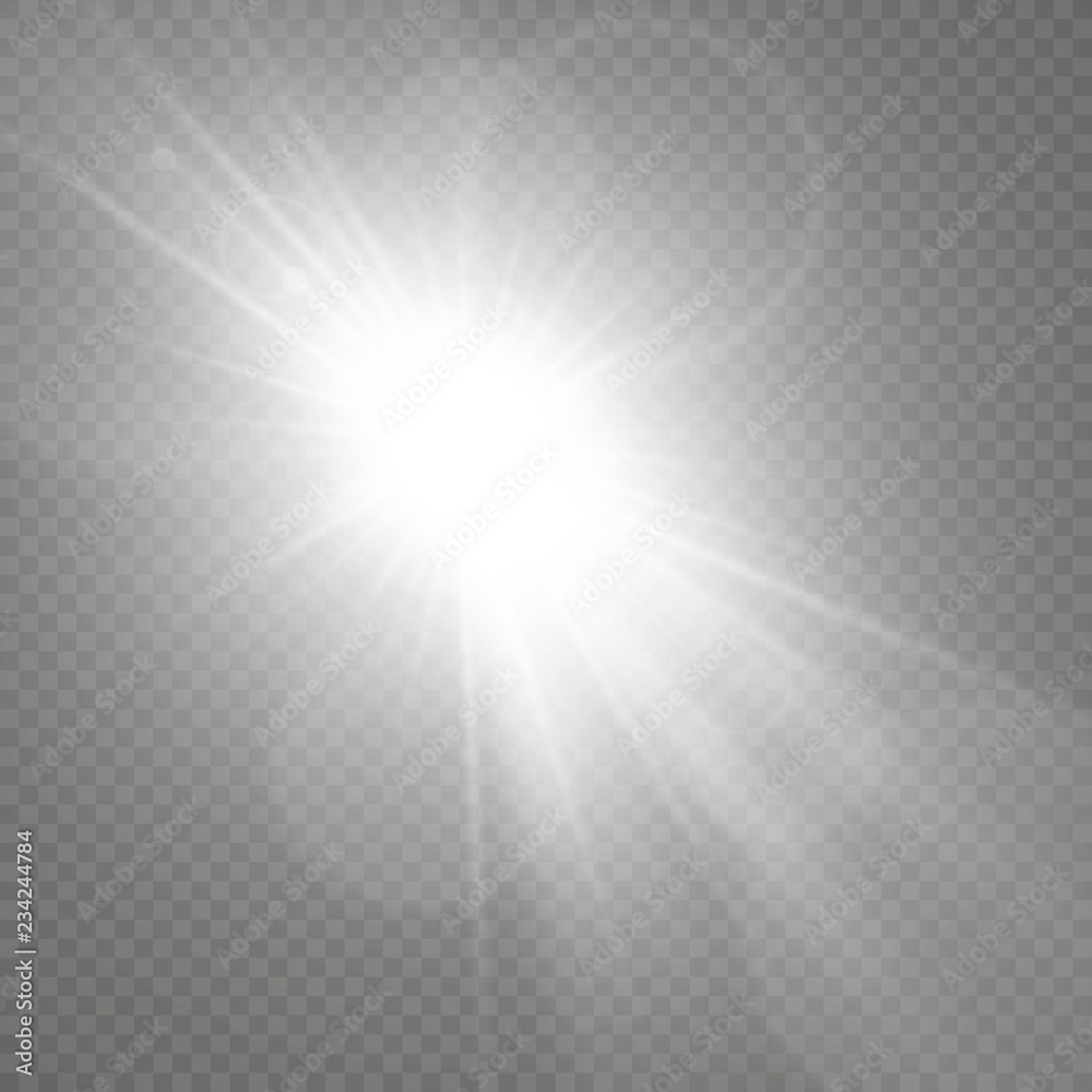 Light sources, concert lighting, spotlights. Concert spotlight with beam, illuminated spotlights for web design illustration. - obrazy, fototapety, plakaty 