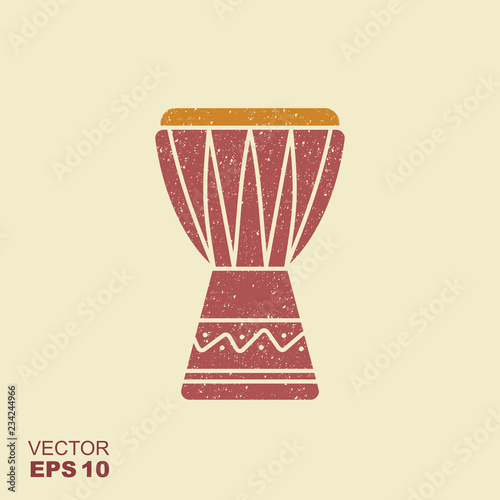 African Drum icon. Flat icon with scuffed effect in a separate layer