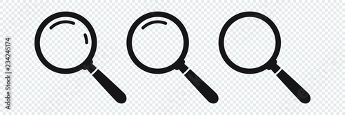 Search icon. Magnifying glass icon, vector magnifier or loupe sign.