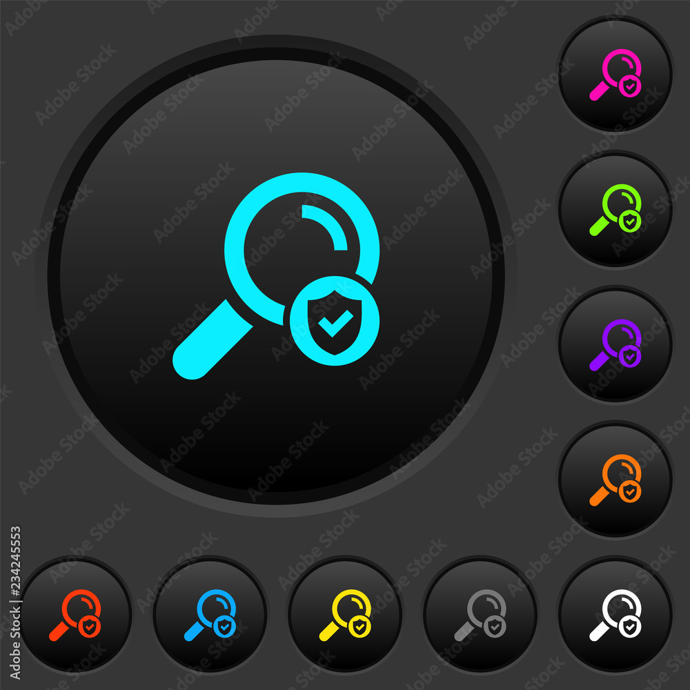 Safe search dark push buttons with color icons Safe search dark push buttons with color icons