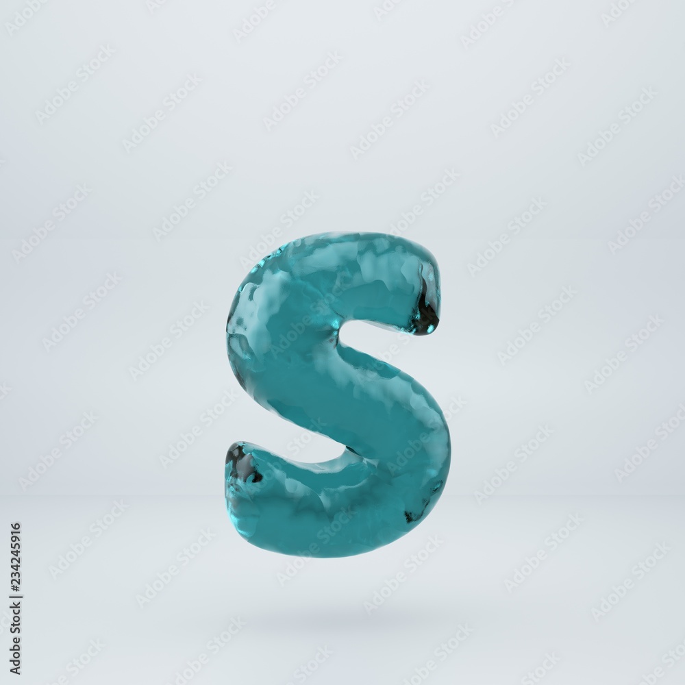 Ocean water letter S lowercase isolated on white background. Stock ...