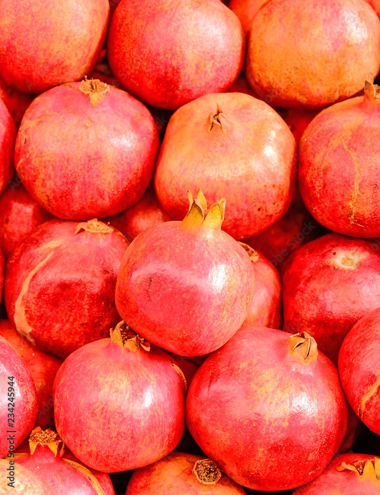 vibrant red pomegranate fruits top view vibrant red pomegranate fruits top view