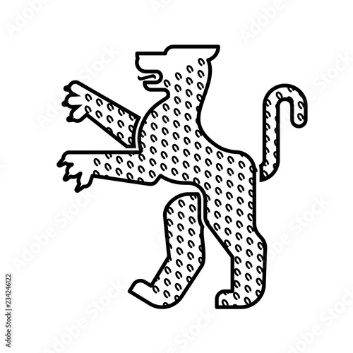 Leopard Heraldic animal silhouette. Fantastic Beast. Monster for coat of arms. Heraldry design element.