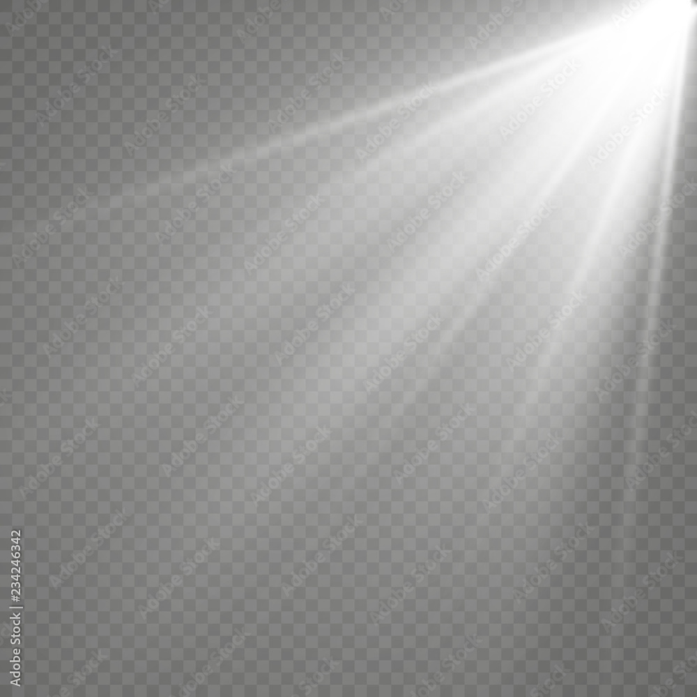 Light sources, concert lighting, spotlights. Concert spotlight with beam, illuminated spotlights for web design illustration.