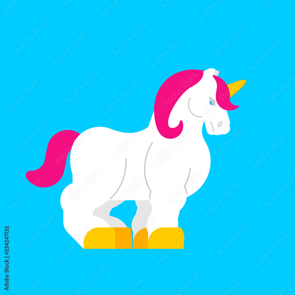 Fototapeta premium Strong unicorn isolated. Powerful magic horse with horn.