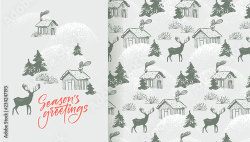 Season's greetings card and pattern