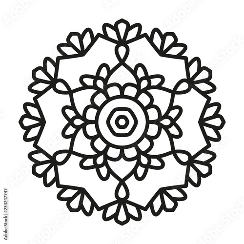 Simple Mandala Shape for Coloring. Vector Mandala. Floral. Flower. Oriental. Book Page. Outline.