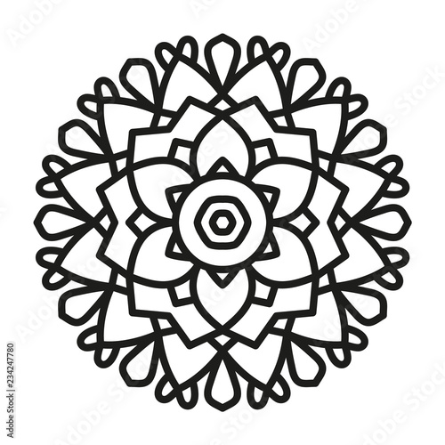 Simple Mandala Shape for Coloring. Vector Mandala. Floral. Flower. Oriental. Book Page. Outline.
