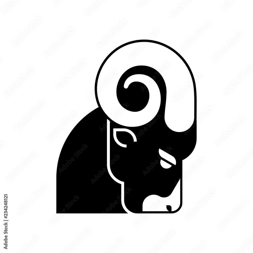 Ram head icon. Horned sheep face. Farm animal Ram head icon. Horned sheep face. Farm animal