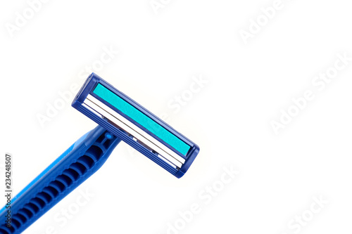 New disposable razor blade, on white background, isolated.