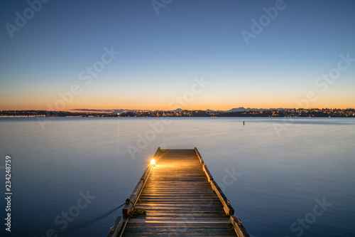 Wallpaper Mural clear evening sunset with dock on lack Torontodigital.ca