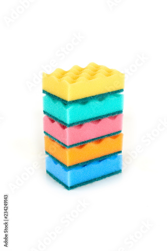 Group of kitchen sponges isolated on the white background.