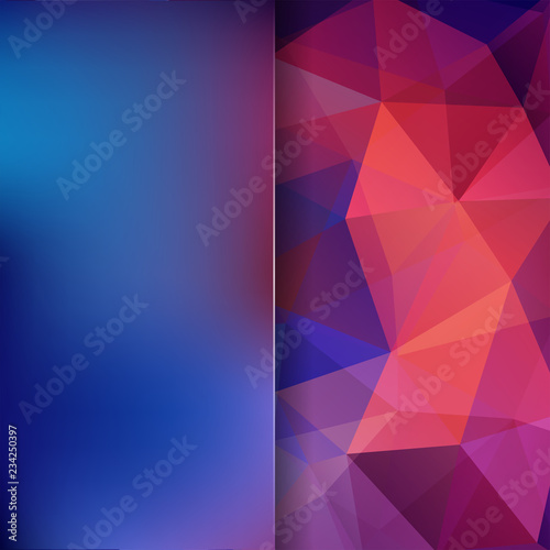 Abstract mosaic background. Blur background. Triangle geometric background. Design elements. Vector illustration. Red  orange  blue