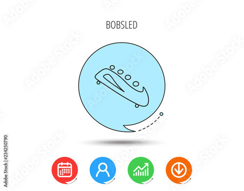 Bobsleigh icon. Four-seated bobsled sign.
