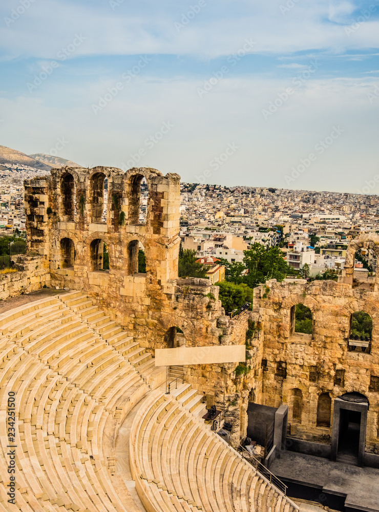Ancient Herodes Atticus amphitheater in Acropolis, Athens, Greece