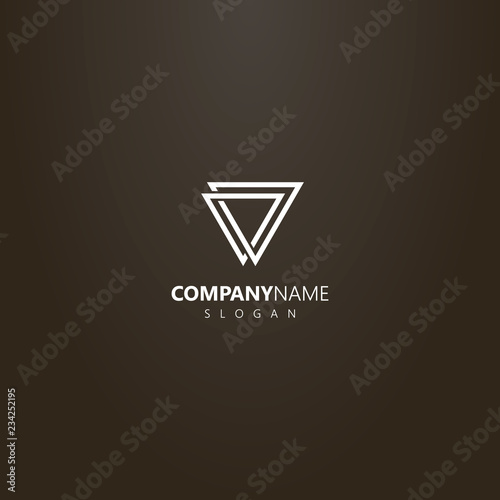 white logo on a black background. vector line art geometric logo of two interlaced triangles