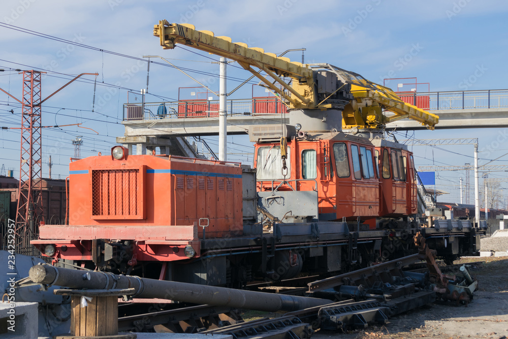 Railway maintenance train at the station