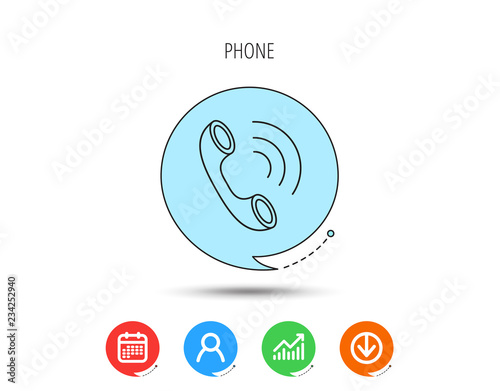Phone icon. Call sign.