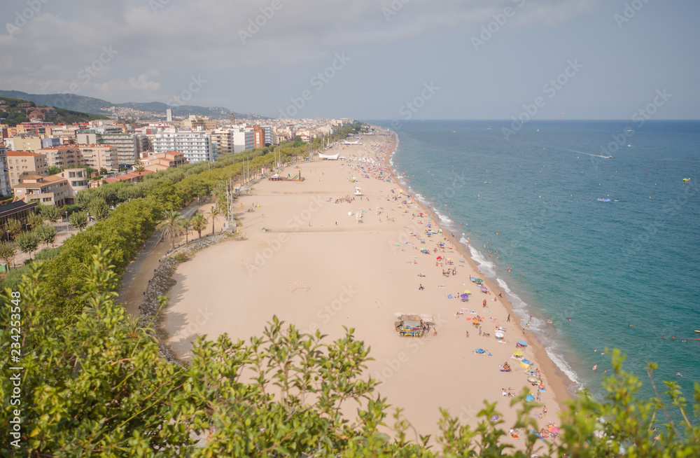 Panorama of the resort town of Calella on a summer day. Spain.