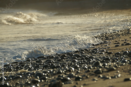 waves and stones on beach