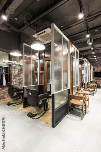 vintage style barber shop interior design idea. photo