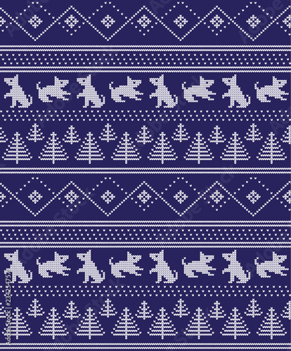 Christmas New Year's winter seamless festive Norwegian pixel pattern - Scandinavian style