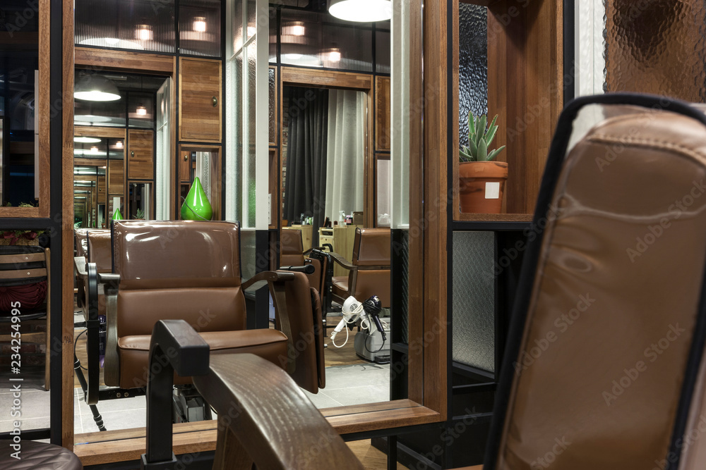 vintage style barber shop interior design idea. Stock Photo | Adobe Stock