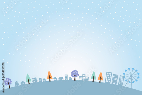 雪と街並み（ラウンド）