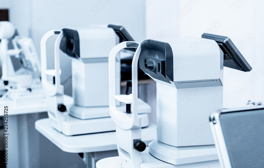 Special modern white diagnostics devices in the ophthalmologic clinic Special modern white diagnostics devices in the ophthalmologic clinic