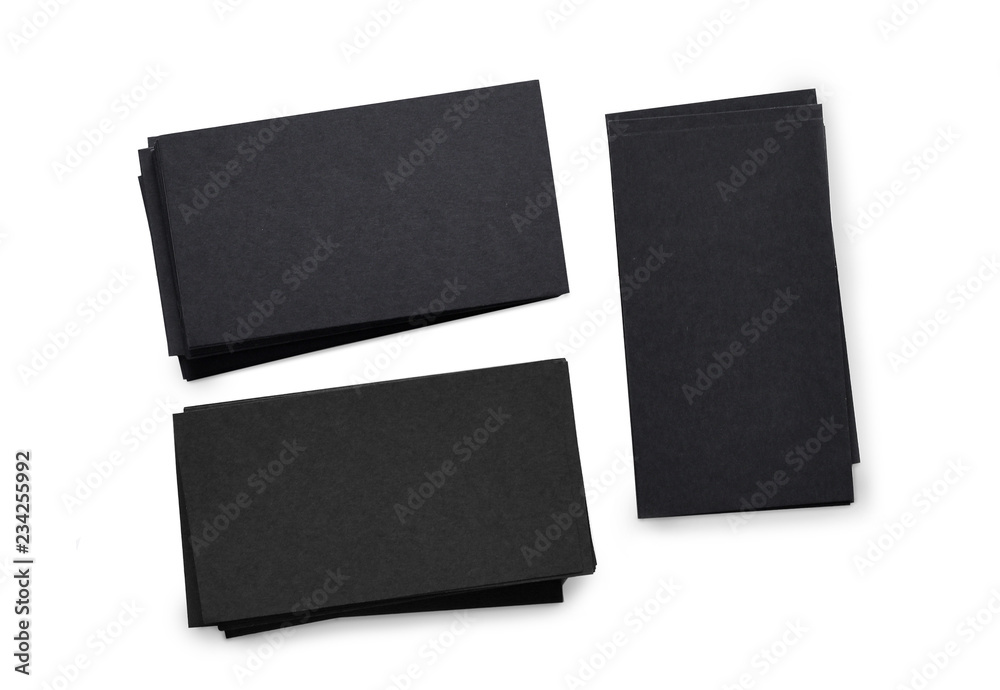horizontal and vertical stacks of black business cards isolated on a white background horizontal and vertical stacks of black business cards isolated on a white background