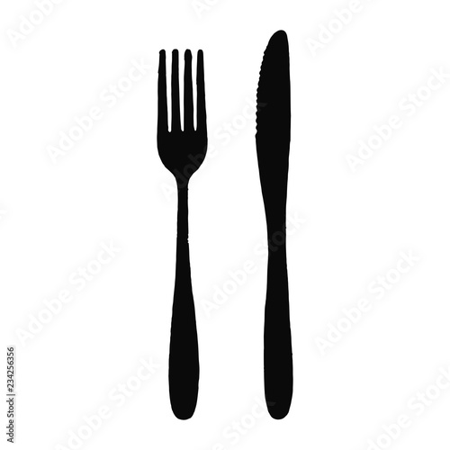 cutlery fork and knife vector silhouette. isolated objects
